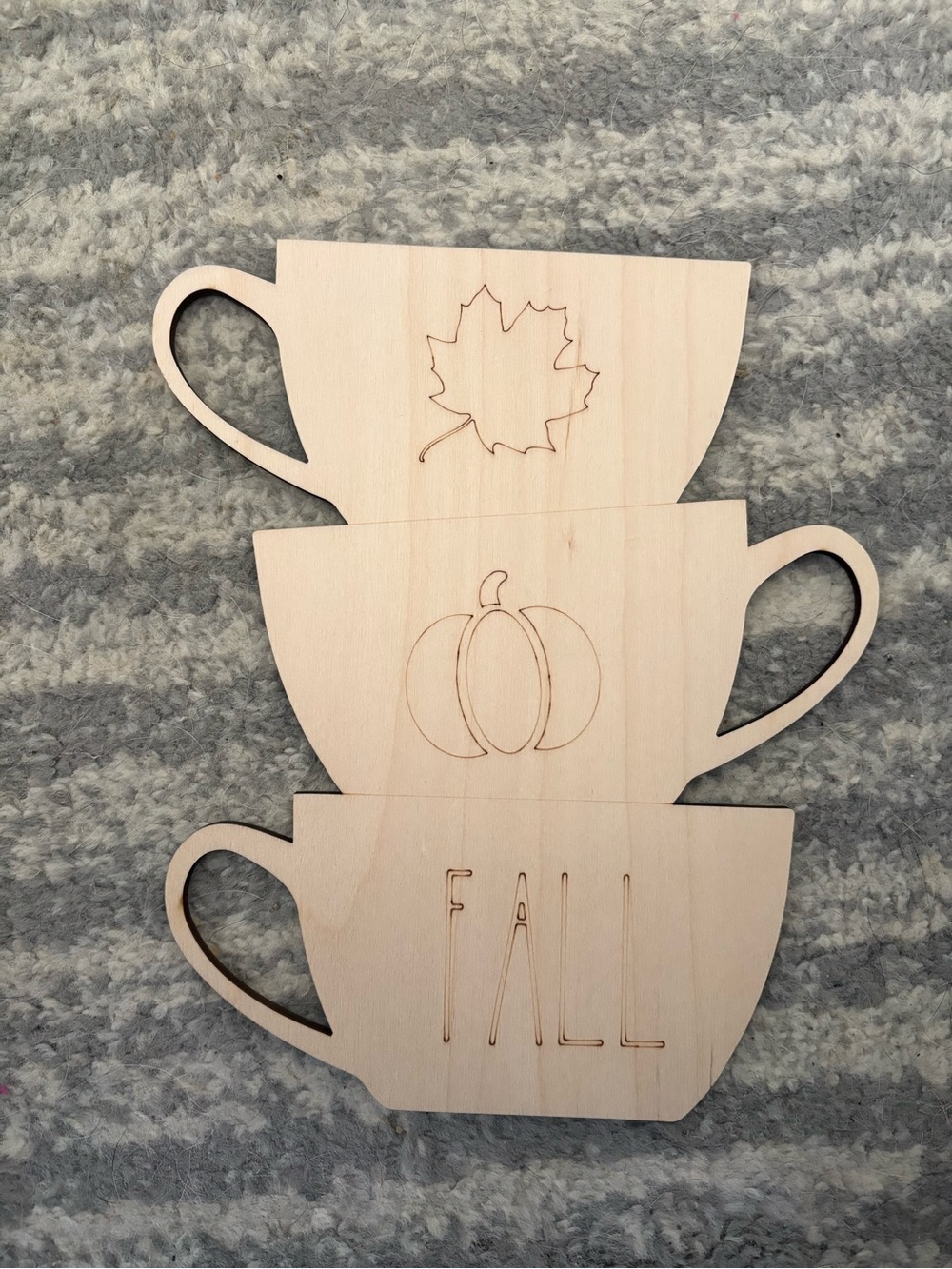 Wooden Stacked Teacup Fall Wall Decor - Maple Leaf, Pumpkin, FALL